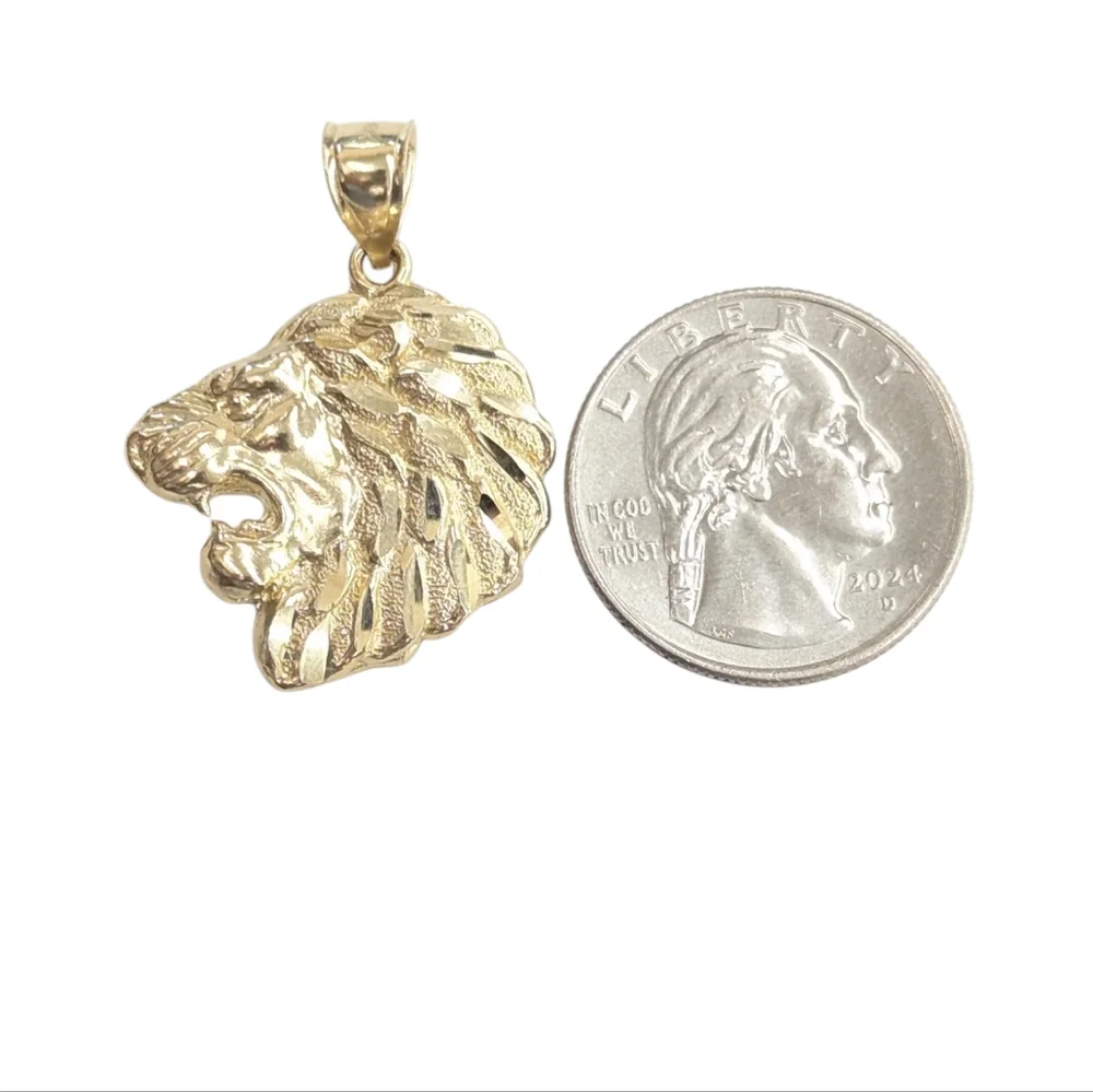 10kt Real Gold Lion Face Pendant - Picture 2 of 6